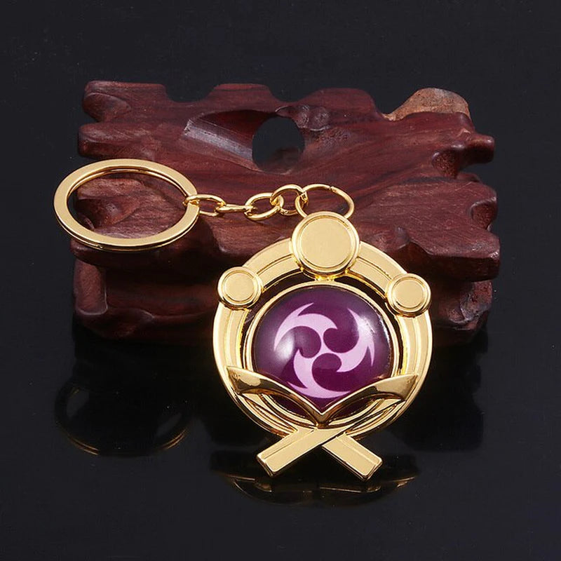 Genshin Impact Sumeru Vision Keychain Big Size Luminous Double Sided Seven Element Pendant Keyring Cosplay Accessories Props