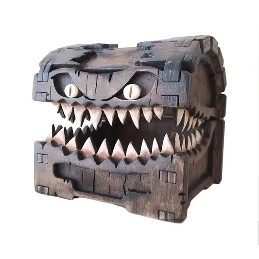 In Stock Dungeons & Dragons Game Figures Wooden Mimic Figure Dnd Creative Monster Treasure Chest Figurine Box Halloween Toy Gift