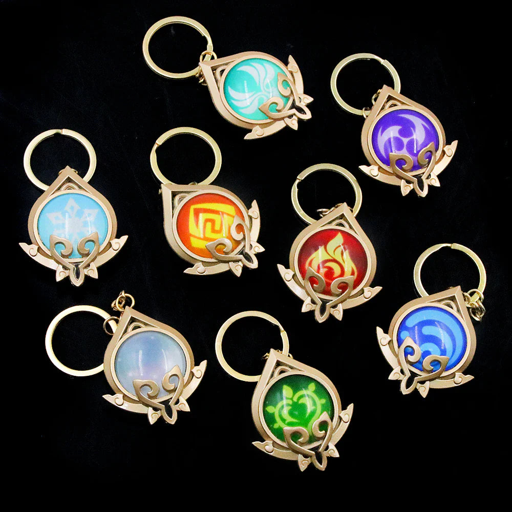 Genshin Impact Sumeru Vision Keychain Big Size Luminous Double Sided Seven Element Pendant Keyring Cosplay Accessories Props