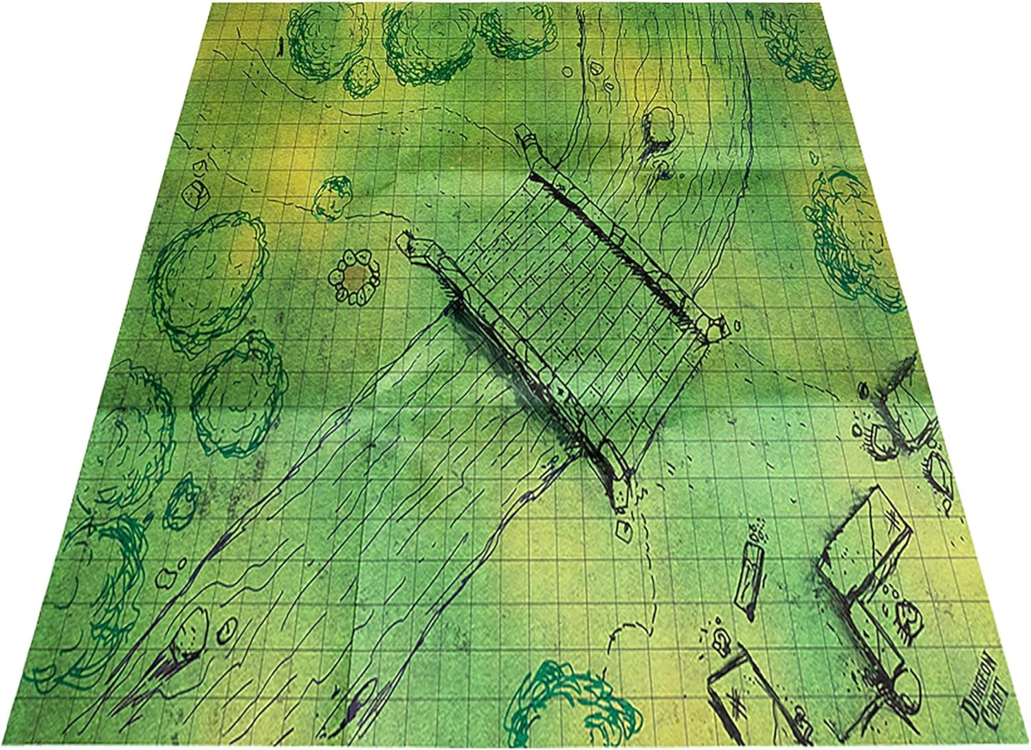 Battlemaps Board Game, Battle Mat for Dungeons and Dragons, Double-Sided Gloss Laminated DND Mat, Wet and Dry Erase Board, Table Top Games (Grasslands Pack, 24"X33"/1" Grid)