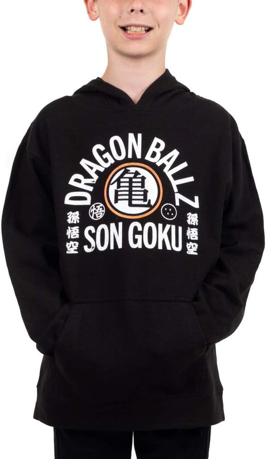 Youth Boys Black Dragon Ball Z Anime Cartoon Hooded Graphic Sweatshirt