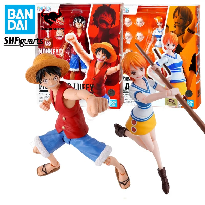 In Stock 100% Original  S.H.Figuarts SHF One Piece Monkey D Luffy Nami Romance Dawn Anime Action Figures Toys Models