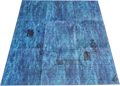 Battlemaps Board Game, Battle Mat for Dungeons and Dragons, Double-Sided Gloss Laminated DND Mat, Wet and Dry Erase Board, Table Top Games (Ocean Pack, 24"X33"/1" Grid)