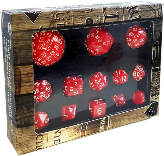 Bescon Complete Polyhedral Dice Set 13Pcs D3-D100, 100 Sides Dice Set Opaque Red