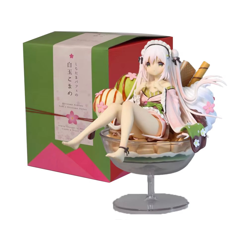 20CM Anime Ice Cream Girl Figure Kimono White Jade Sitting on Ice Cream Anime Model Toys Gift Doll Collection Decoration PVC