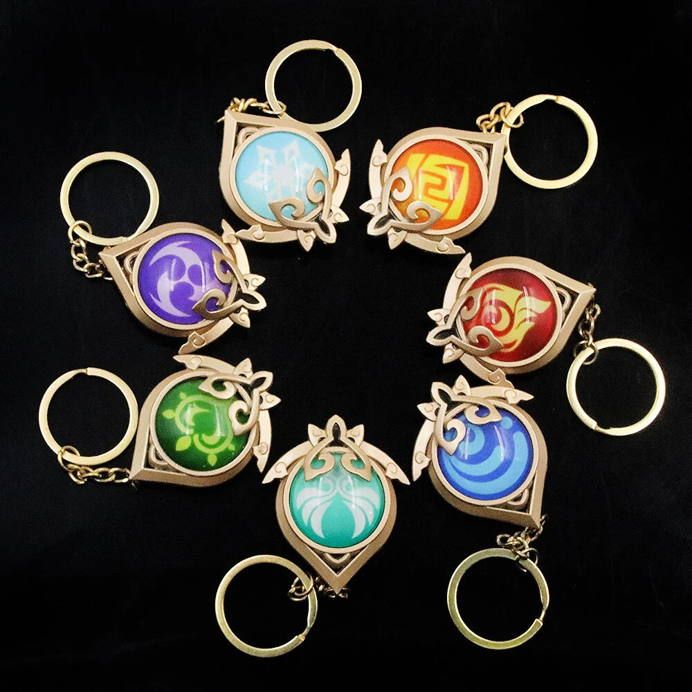 Genshin Impact Sumeru Vision Keychain Big Size Luminous Double Sided Seven Element Pendant Keyring Cosplay Accessories Props