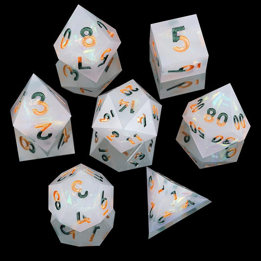 Resin Dungeons and Dragons Dice D&D Dice Set TTRPG DND Dice Set Polyhedral DND Dice Collection DND Dice Sharp Edged DND Dice Opal Secrets