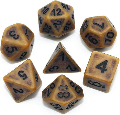 DND Dice Set Ancient RPG Dice for Dungeons and Dragons(D&D) Pathfinder MTG Tabletop Role Playing Game Polyhedral 7-Die Dice Group (Coffee Brown)