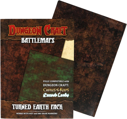 Battlemaps Board Game, Battle Mat for Dungeons and Dragons, Double-Sided Gloss Laminated DND Mat, Wet and Dry Erase Board, Table Top Games (Turned Earth Pack, 24"X33"/1" Grid)