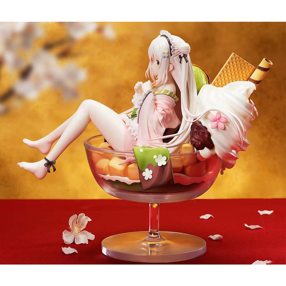 20CM Anime Ice Cream Girl Figure Kimono White Jade Sitting on Ice Cream Anime Model Toys Gift Doll Collection Decoration PVC