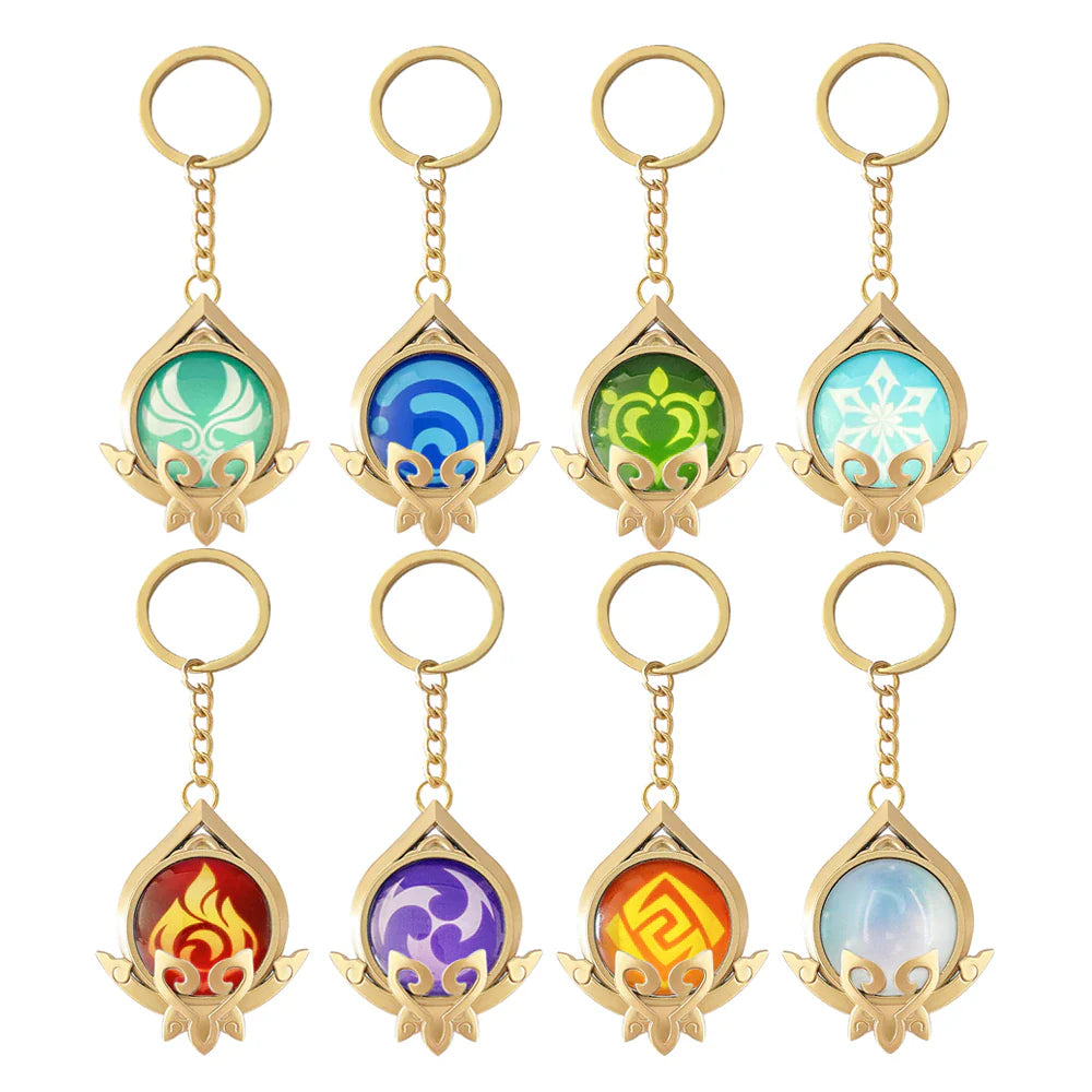 Genshin Impact Sumeru Vision Keychain Big Size Luminous Double Sided Seven Element Pendant Keyring Cosplay Accessories Props