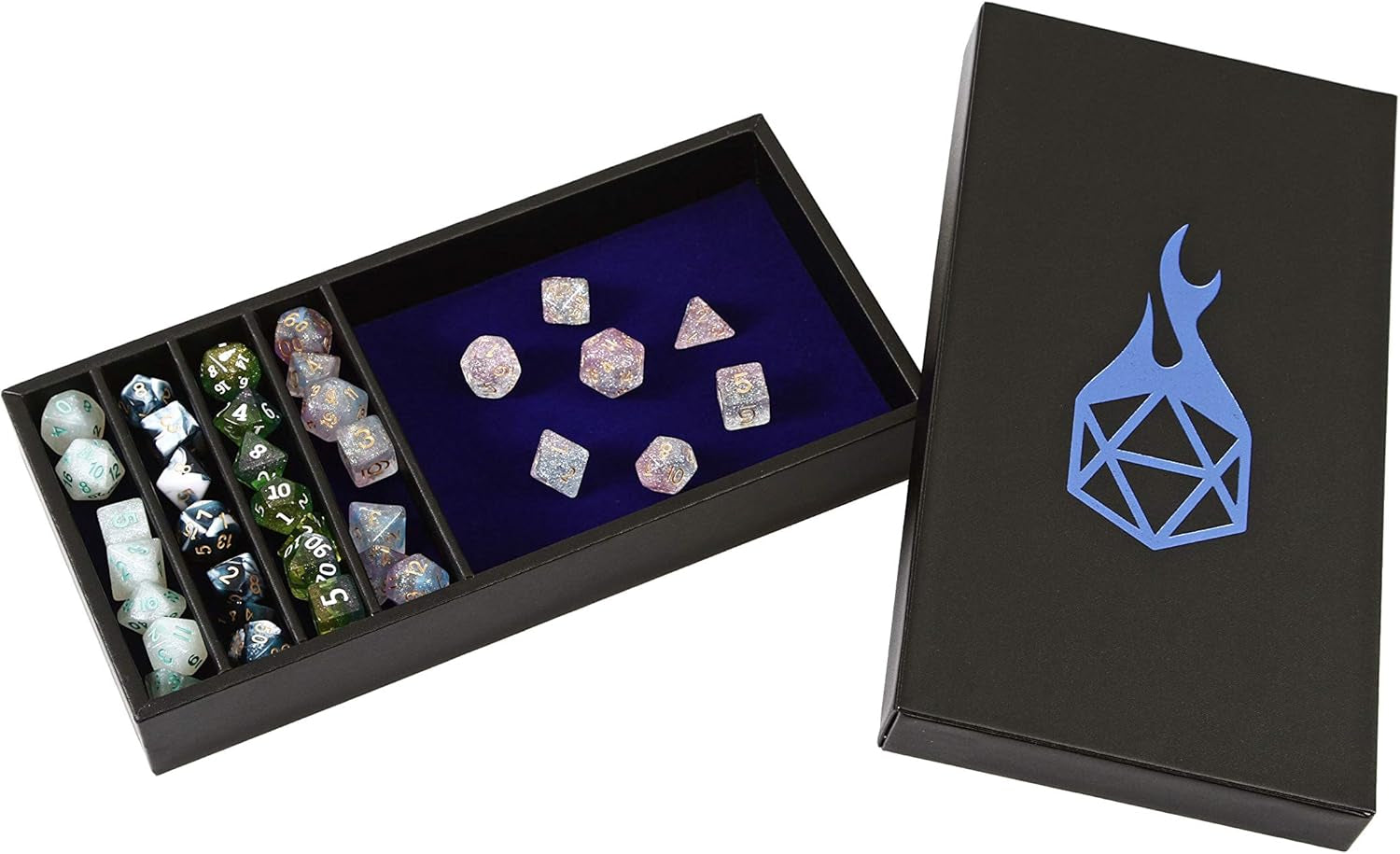 Dice Battle Pit Dice Tray - 2 Dice Trays in 1 with Staging Area - Rolling Tray and Storage Compatible with Any Dice Game, D&D and RPG Gaming - Blue