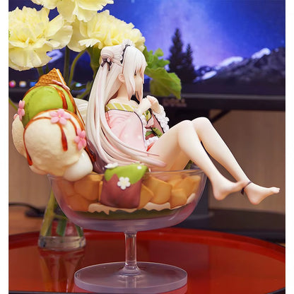 20CM Anime Ice Cream Girl Figure Kimono White Jade Sitting on Ice Cream Anime Model Toys Gift Doll Collection Decoration PVC