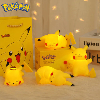 Pokemon Pikachu Night Light TAKARA TOMY Cute Anime Soft Light Bedroom Bedside LED Lights Room Decoration Children Toy Xmas Gift