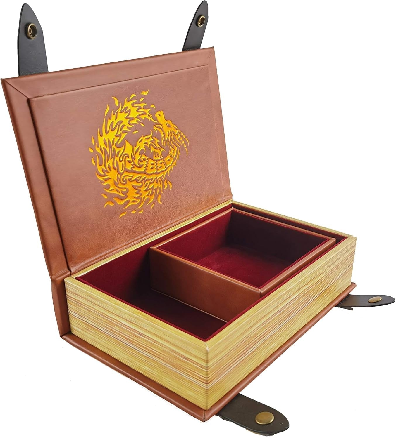 Book-Shaped Cheromatic/Red Fire Dragon Rolling Magic Book Tray for All Tabletop Rpgs like D&D, Call of Cthulhu, Shadowrun.