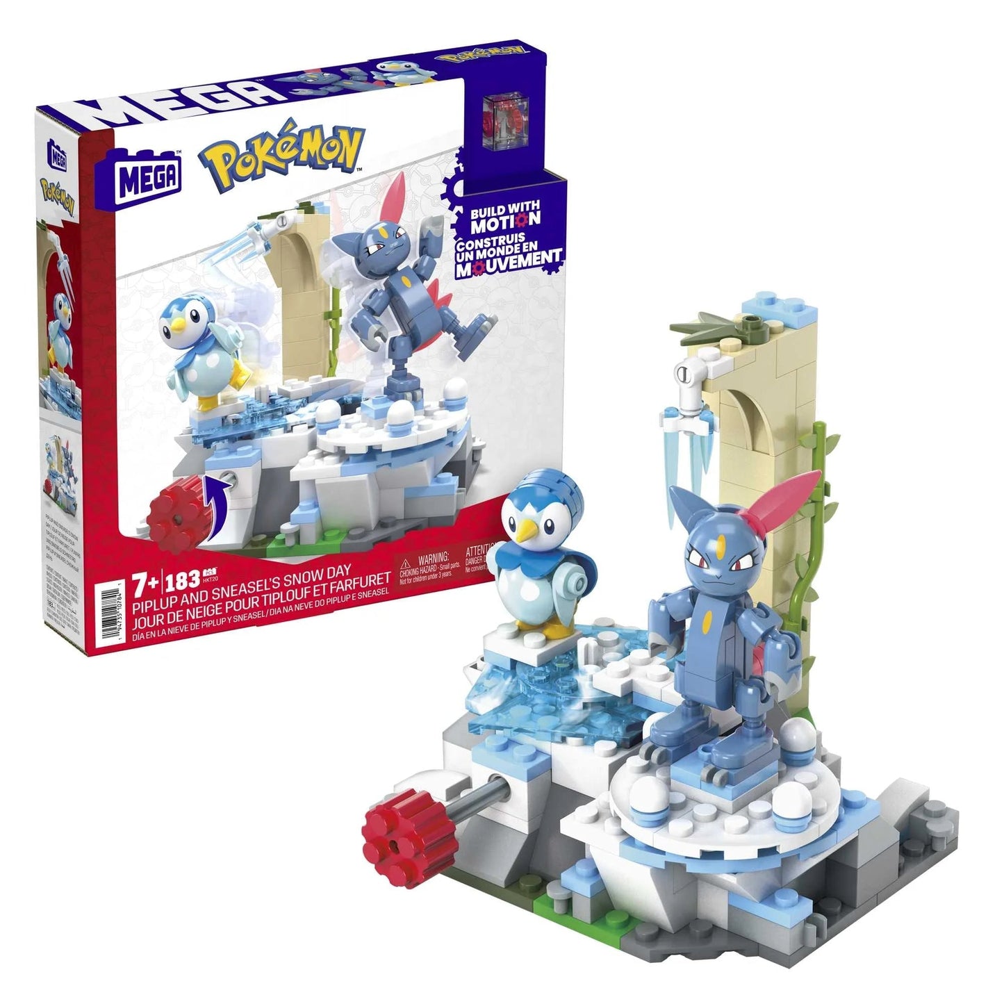 MEGA Pokemon Building Toy Kit Piplup and Sneasel'S Snow Day (171 Pieces) for Kids