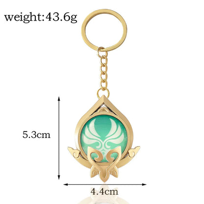 Genshin Impact Sumeru Vision Keychain Big Size Luminous Double Sided Seven Element Pendant Keyring Cosplay Accessories Props