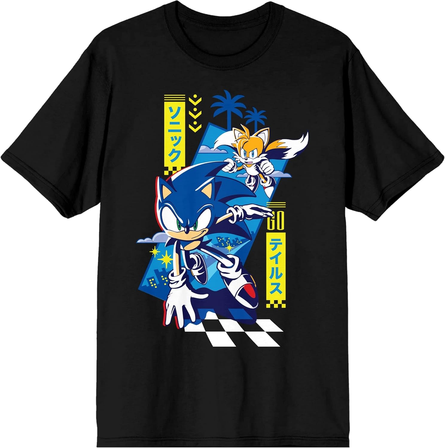 Sonic the Hedgehog Modern Sonic and Tails Men'S Black Graphic Tee