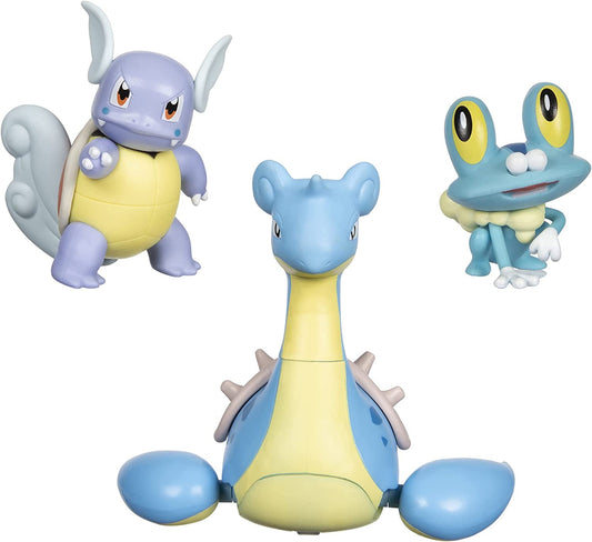 Pokémon Pokémon Battle Figure, Water-Type Theme 3 Pack with Froakie, Wartortle, Lapras - 4.5-Inch Froakie Figure, 3-Inch Wartortle Figure, 2-Inch Froakie - Toys for Kids Fans - Amazon Exclusive