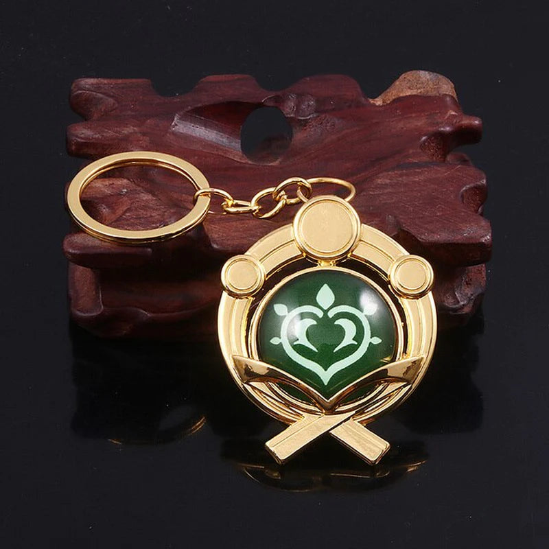 Genshin Impact Sumeru Vision Keychain Big Size Luminous Double Sided Seven Element Pendant Keyring Cosplay Accessories Props